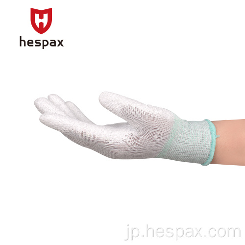 Hespaxシームレスカーボンファイバー13G PU ESDグローブ